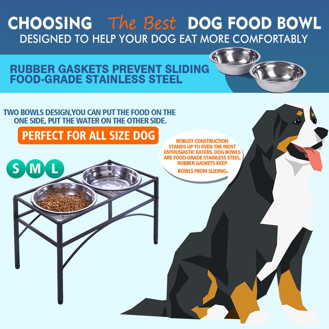 Pawz Pet Feeder Bowl Dual Elevated Raised Dog Puppy Stainless-Stee