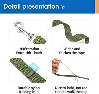 15/20/30/50/100 Ft Long Dog Training Leash with Clickers for Small, Medium and Large Dogs or Cats (50 Feet, Darkgreen)