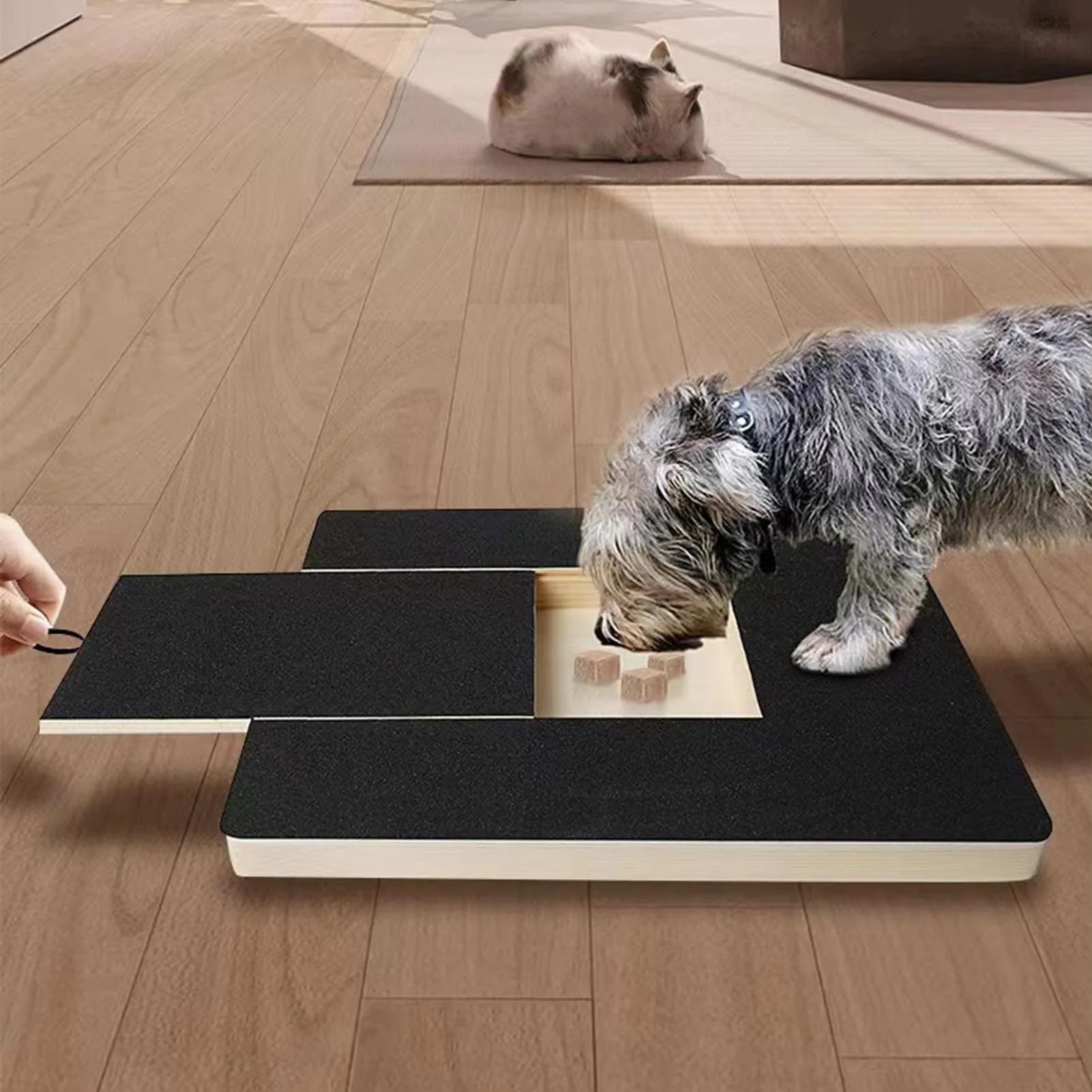 Dog Nail Scratch Board with Treat Drawer, Wooden Nail Scratch Pad for Dogs for Stress-Free Grooming, Dog Scratching Board with Treat Box, Pet Nail Filing Toy for All Breeds