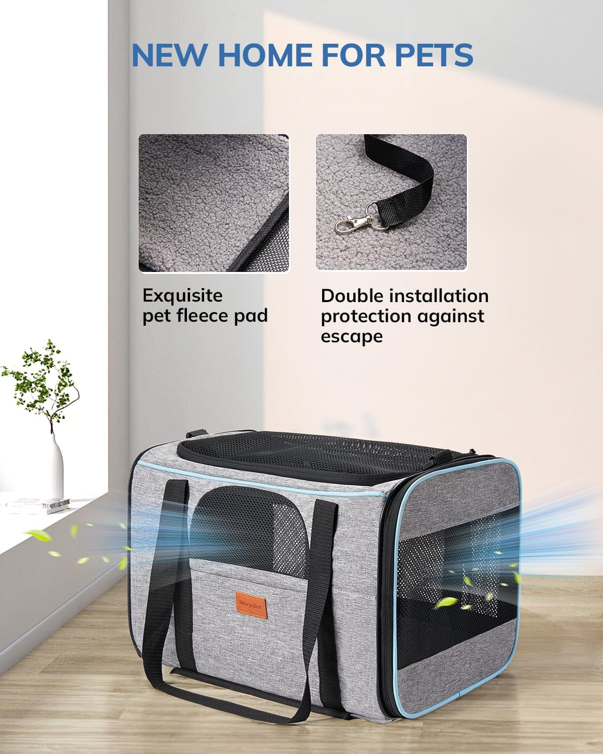 Cat Transport Box with Trolley, Foldable Cat Transport Box, Dog Carrier with Wheels for Small Dogs and Cats