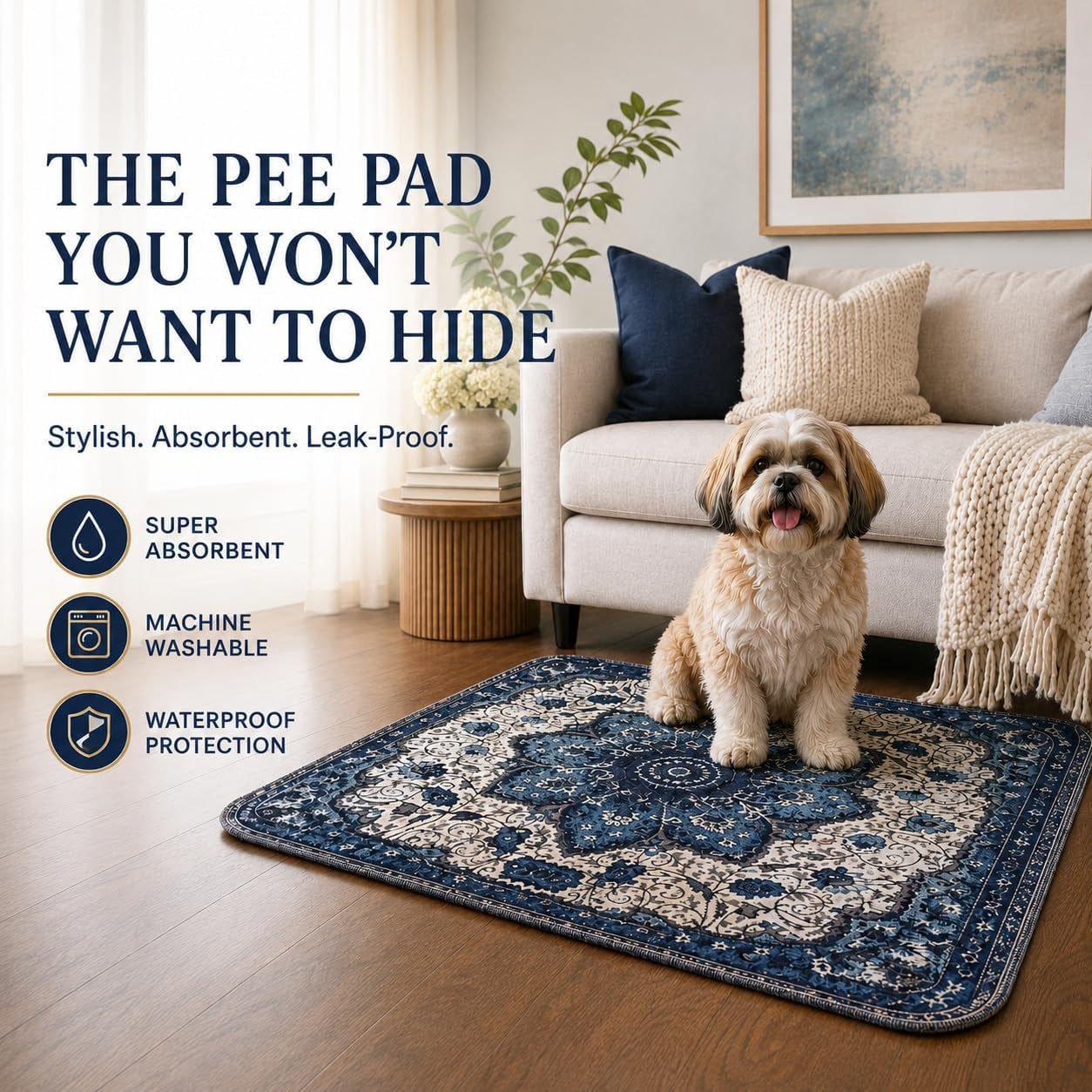 Washable Pee Pads for Dogs and Cats - Super Absorbent Reusable Puppy Training Pads - 100% Waterproof, Leak-Proof & Non-Slip Whelping Pads for Pet Housebreaking