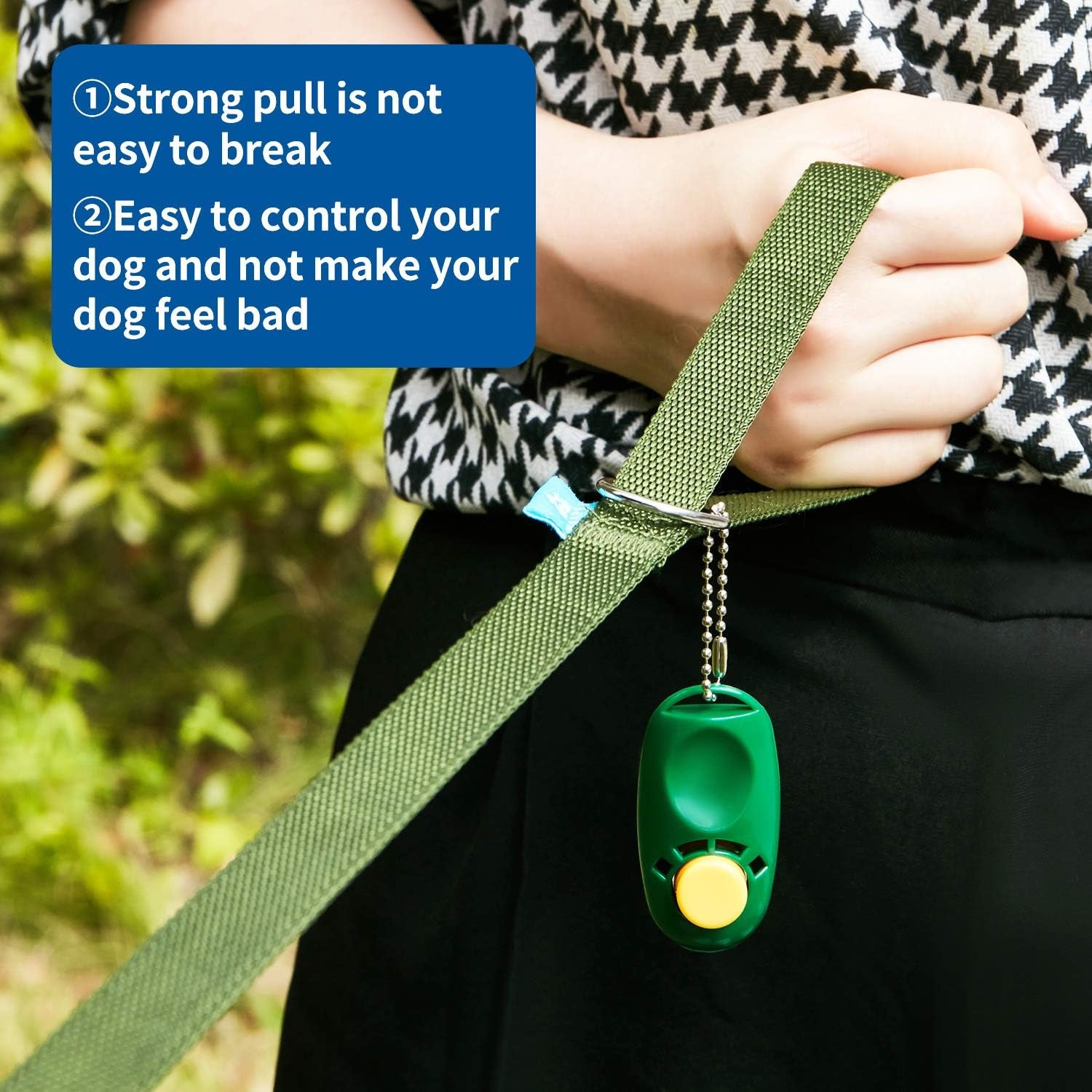 15/20/30/50/100 Ft Long Dog Training Leash with Clickers for Small, Medium and Large Dogs or Cats (50 Feet, Darkgreen)