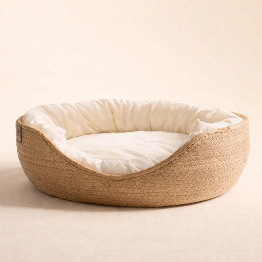 Cloudbed - Eco-Friendly Woven Dog Bed Sofa – Breathable Bamboo Style Pet House for Indoor Dogs & Small Pets