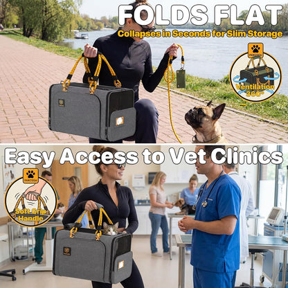 Expandable Pet Carrier for Small Cats & Dogs, TSA Airline Approved | 18"×11"×11" Soft-Sided Small Dog Travel Bag, Collapsible Top-Load Cat Carrier for 2 Cats under Seat, Puppy Car Seat up 15Lbs