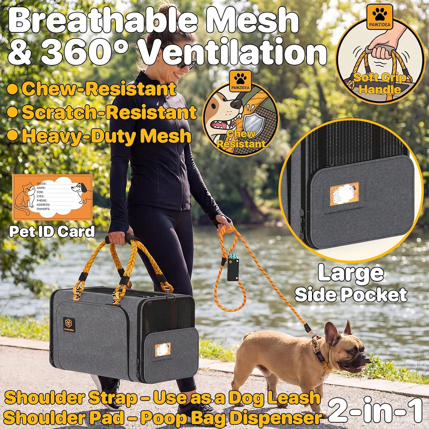Expandable Pet Carrier for Small Cats & Dogs, TSA Airline Approved | 18"×11"×11" Soft-Sided Small Dog Travel Bag, Collapsible Top-Load Cat Carrier for 2 Cats under Seat, Puppy Car Seat up 15Lbs