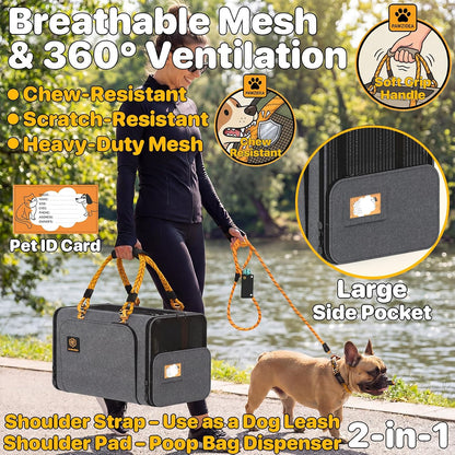 Expandable Pet Carrier for Small Cats & Dogs, TSA Airline Approved | 18"×11"×11" Soft-Sided Small Dog Travel Bag, Collapsible Top-Load Cat Carrier for 2 Cats under Seat, Puppy Car Seat up 15Lbs