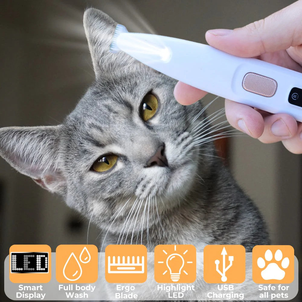 Low-Noise Cat Grooming Trimmer Kit - Cordless Pet Clipper