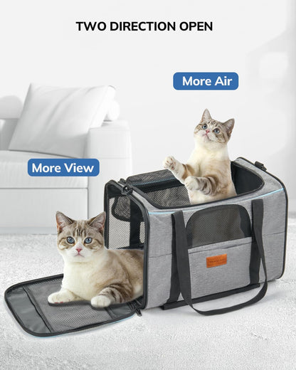 Cat Transport Box with Trolley, Foldable Cat Transport Box, Dog Carrier with Wheels for Small Dogs and Cats