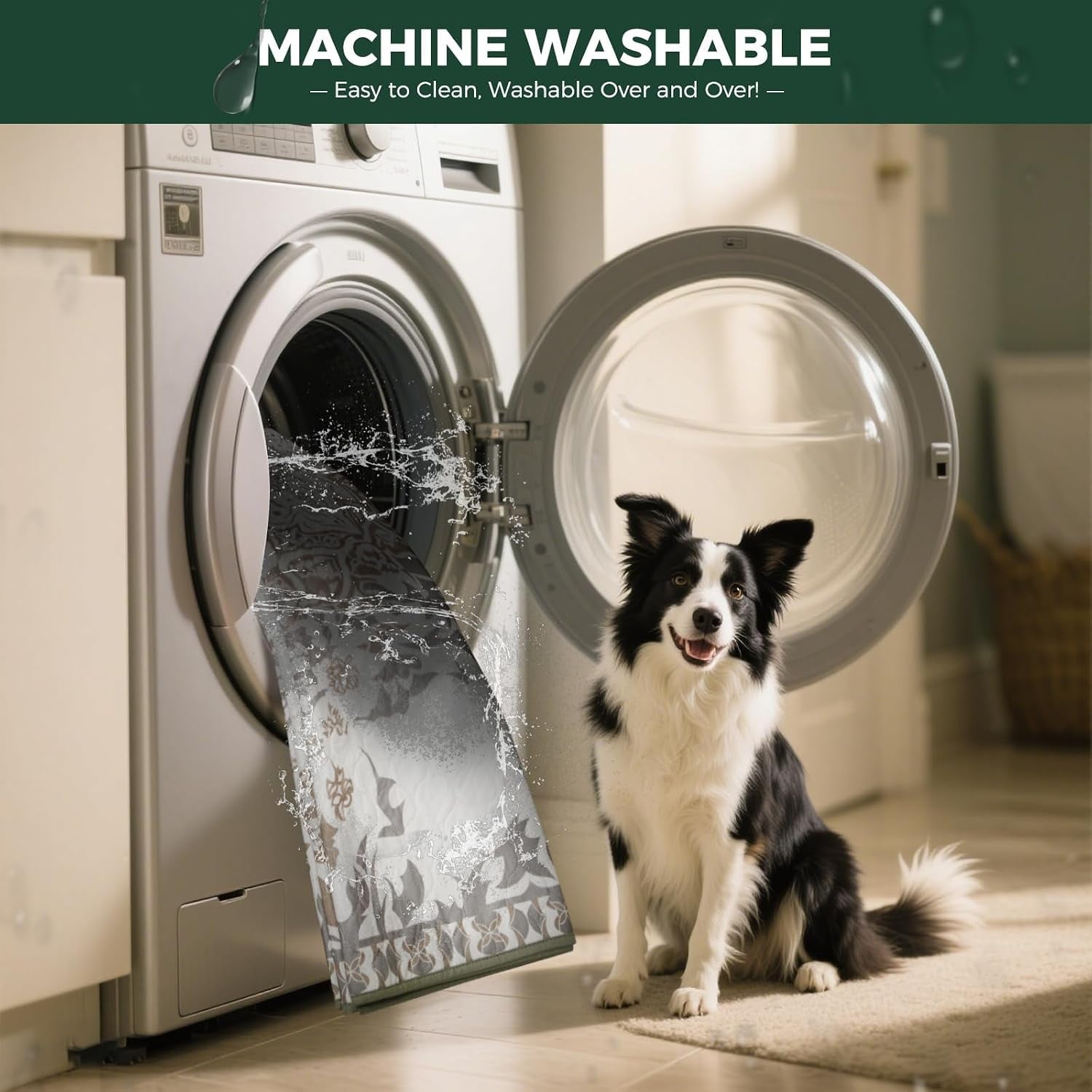 Washable Pee Pads for Dogs, Super Absorbent, 160X99Cm, Boho, 1 Pack | Machine Washable, Non-Slip Backing, Fits 60Cm(H) 6-Panel  Rollick/Homeplus Playpens
