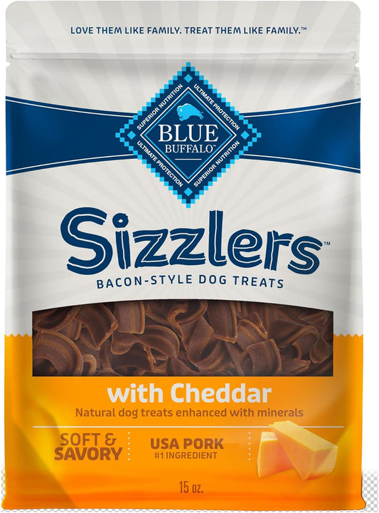 Sizzlers Bacon-Style Dog Treats with Real USA Pork, Cheddar Flavor, 15-Oz Bag