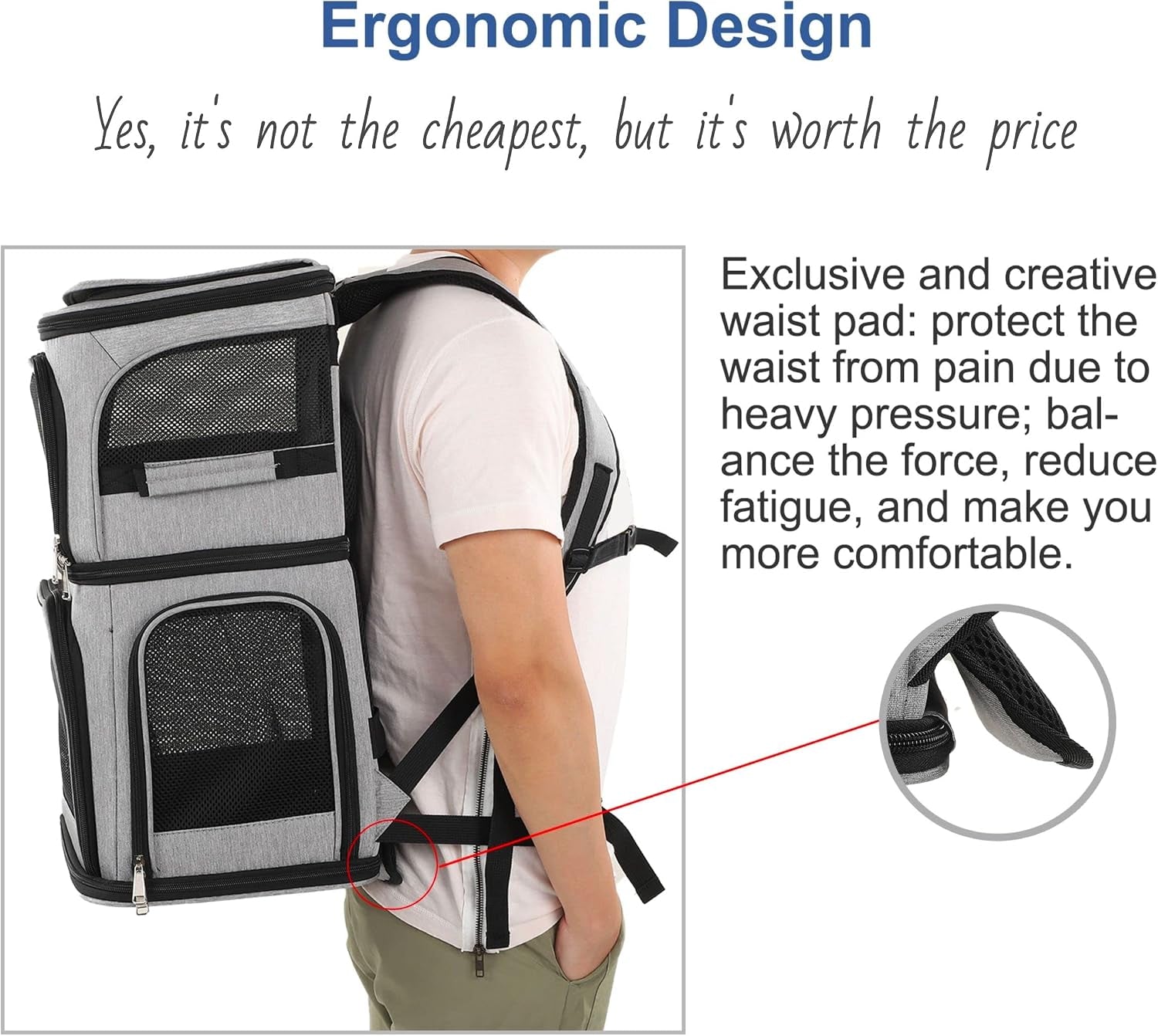 Expandable Cat Backpack Carrier for 2 Cats, Dog Backpack for 2 Small Pets Dogs, Cat Carrier for Large Cats Multiple Pets, 7 Windows Ventilation, Built-In Frame Support Plate and Safety Straps Foldable
