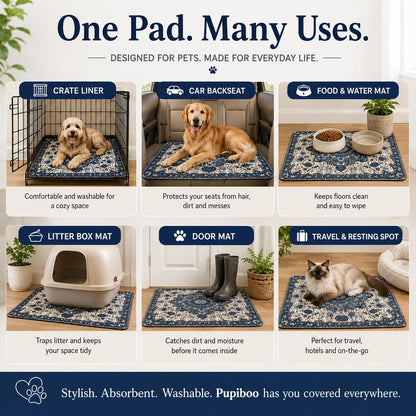 Washable Pee Pads for Dogs and Cats - Super Absorbent Reusable Puppy Training Pads - 100% Waterproof, Leak-Proof & Non-Slip Whelping Pads for Pet Housebreaking