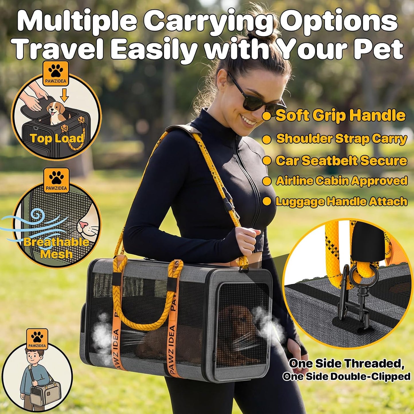Expandable Pet Carrier for Small Cats & Dogs, TSA Airline Approved | 18"×11"×11" Soft-Sided Small Dog Travel Bag, Collapsible Top-Load Cat Carrier for 2 Cats under Seat, Puppy Car Seat up 15Lbs