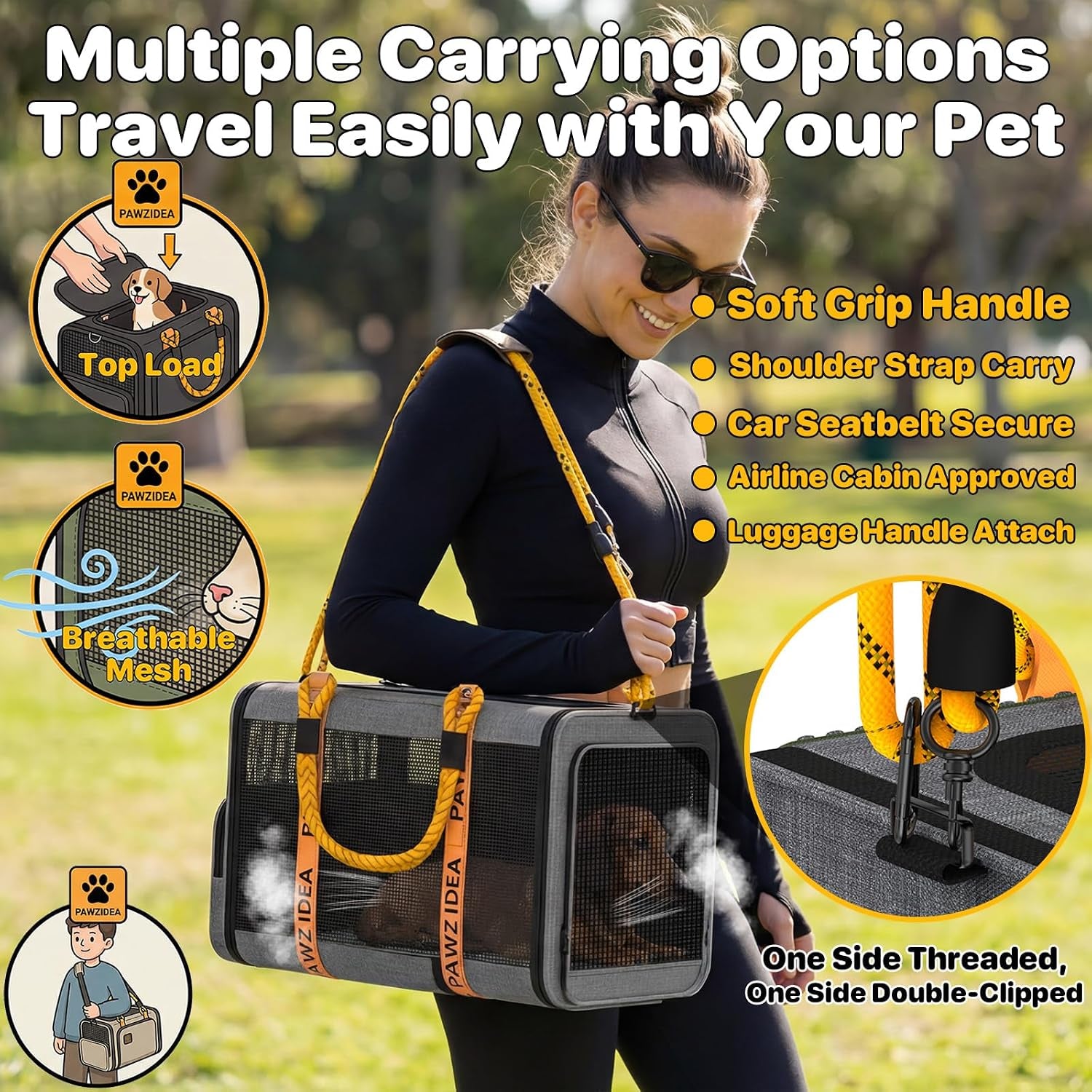 Expandable Pet Carrier for Small Cats & Dogs, TSA Airline Approved | 18"×11"×11" Soft-Sided Small Dog Travel Bag, Collapsible Top-Load Cat Carrier for 2 Cats under Seat, Puppy Car Seat up 15Lbs
