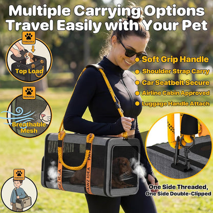Expandable Pet Carrier for Small Cats & Dogs, TSA Airline Approved | 18"×11"×11" Soft-Sided Small Dog Travel Bag, Collapsible Top-Load Cat Carrier for 2 Cats under Seat, Puppy Car Seat up 15Lbs